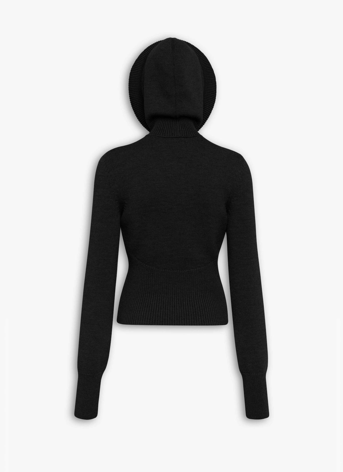 SCULPTURAL HOOD RIBBED KNIT JUMPER ALAÏA BLACK SCULPTURAL HOOD RIBBED KNIT JUMPER